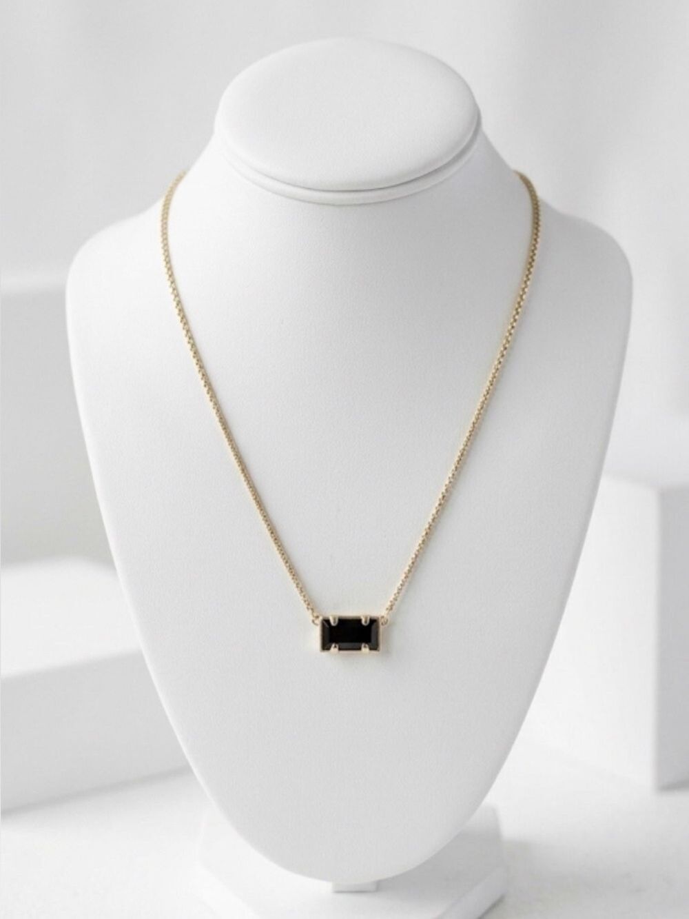 Kendra Scott Gold Necklace with Black Rectangular Pendant 2447